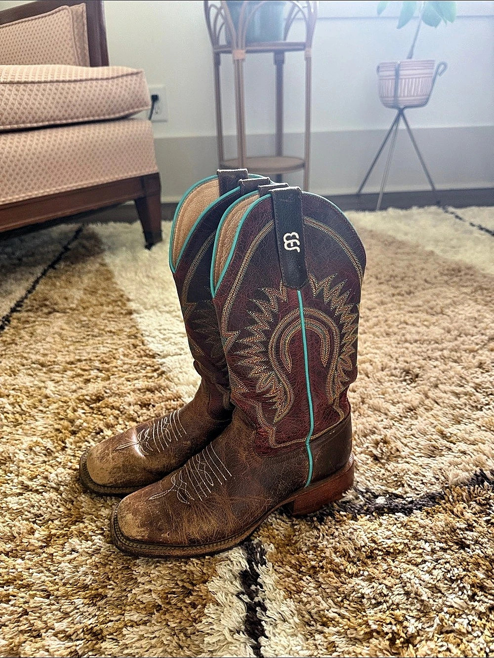 Anderson Bean Kids Moka Pit Bull Boots Western Boots Brown & Green US 4